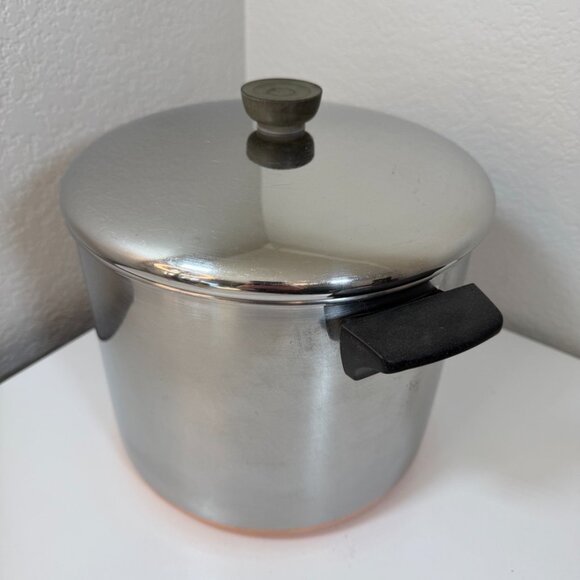 Vintage Revere Ware 8 QT Stock Pot w/ Lid Copper Clad 1801 Clinton ILL USA - Picture 4 of 16